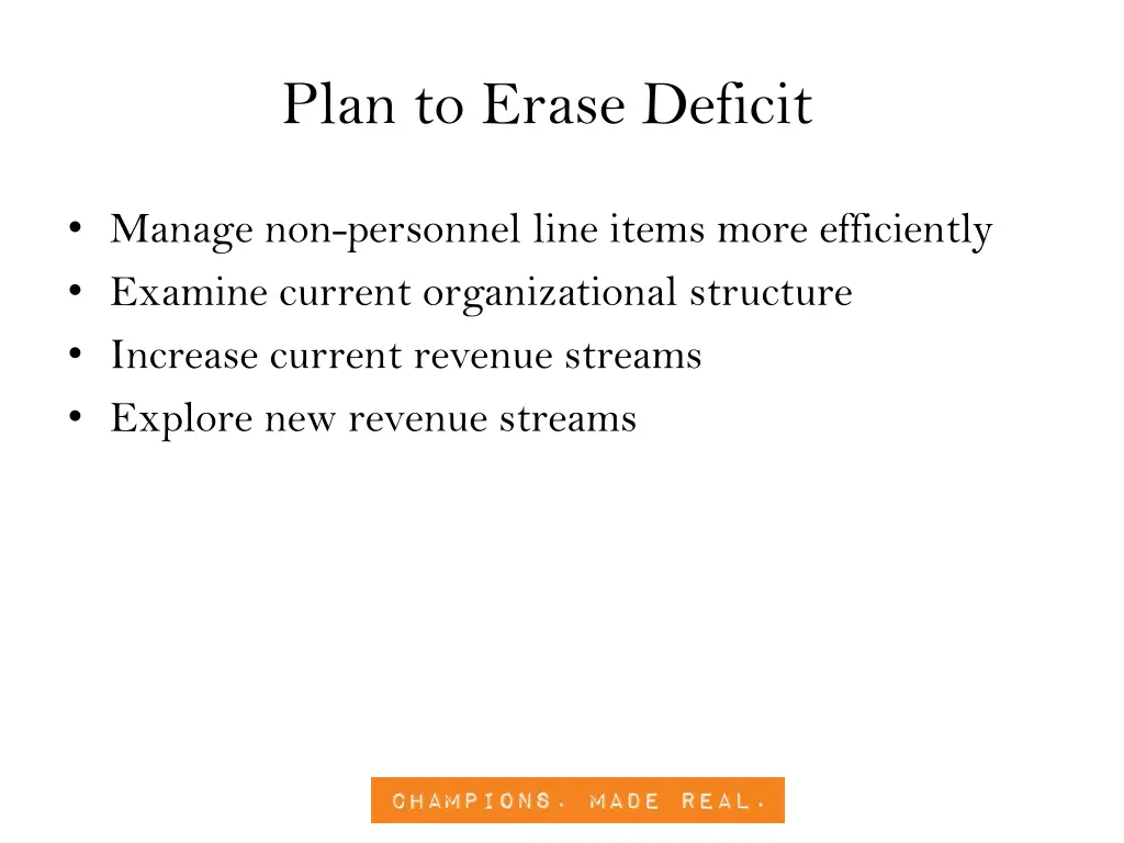 plan to erase deficit