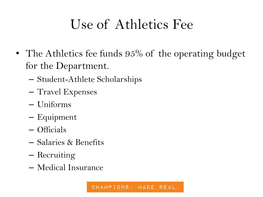 use of athletics fee