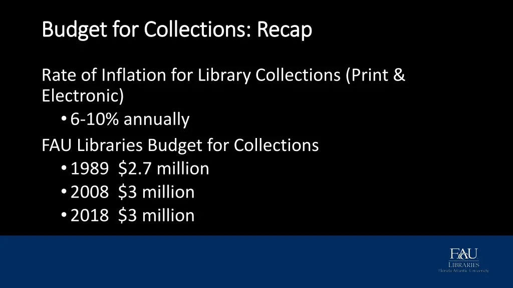 budget for collections recap budget