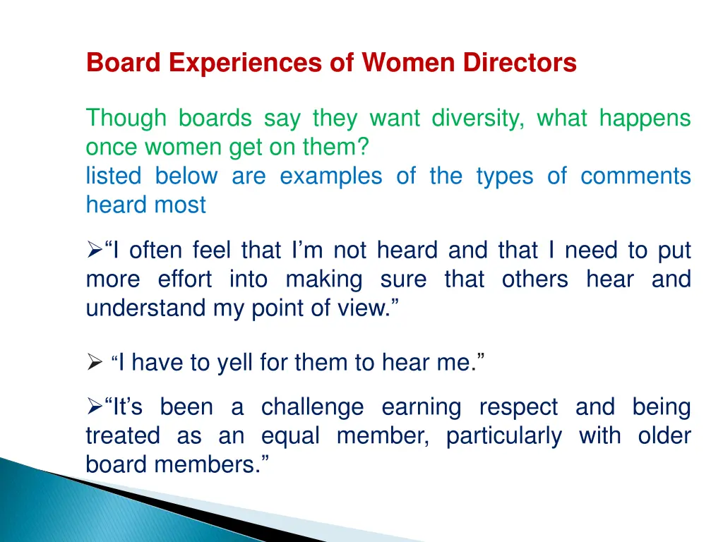 board experiences of women directors
