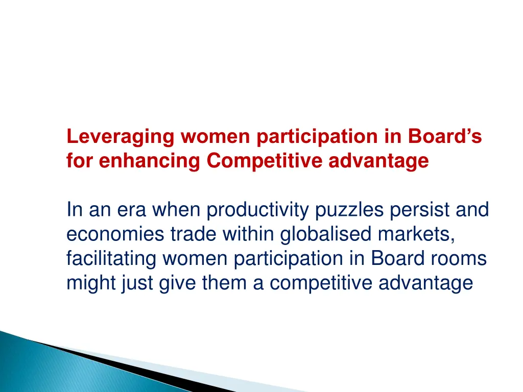 leveraging women participation in board