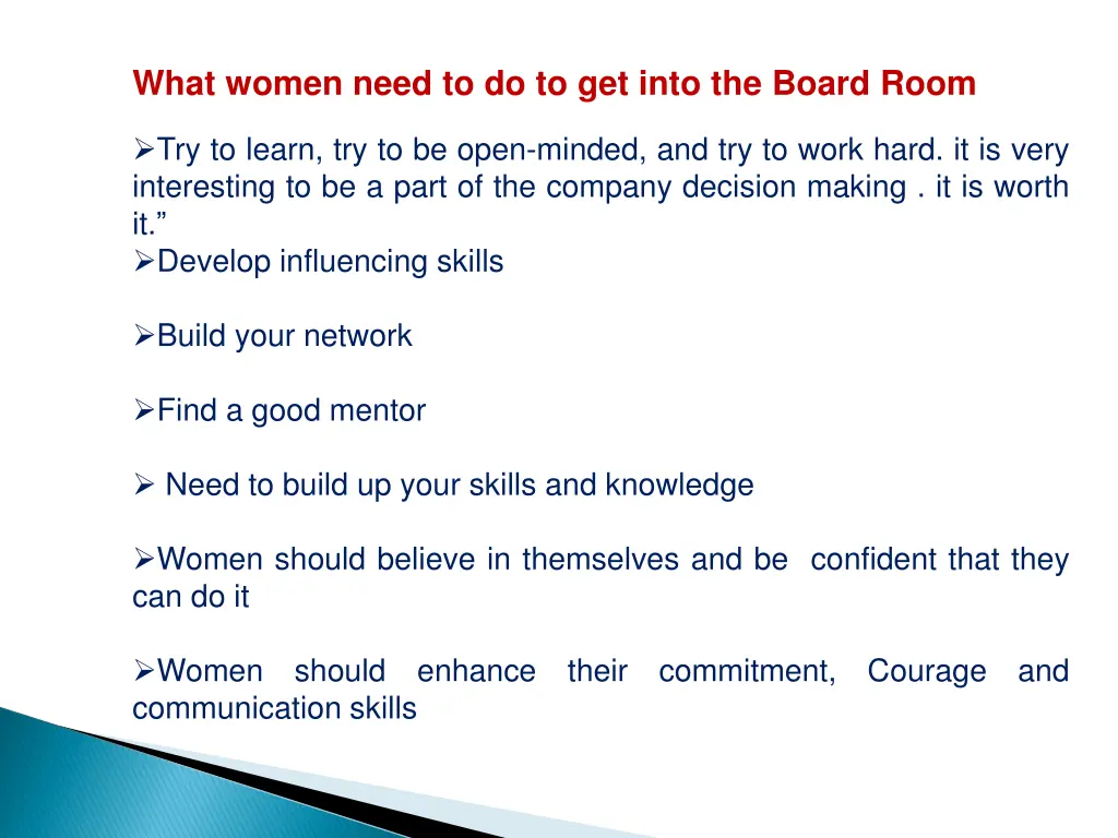 what women need to do to get into the board room