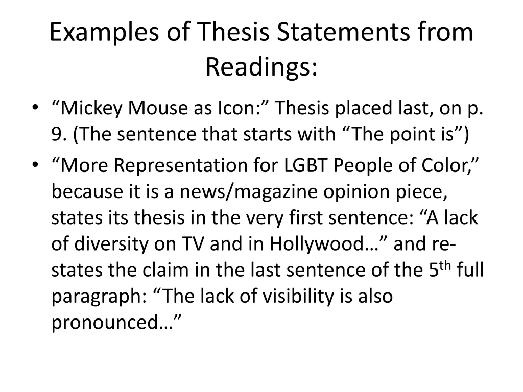 examples of thesis statements from readings
