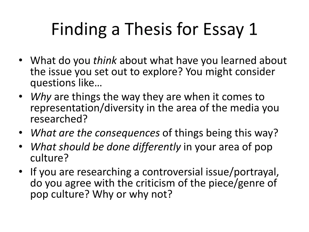 finding a thesis for essay 1