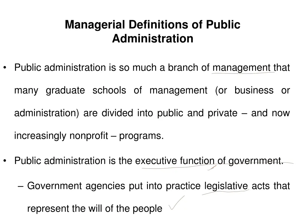 managerial definitions of public administration