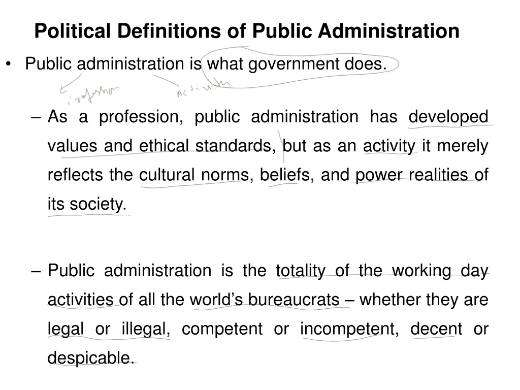 political definitions of public administration