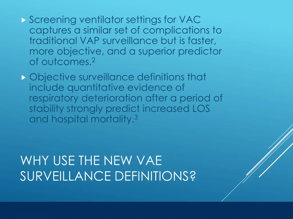 screening ventilator settings for vac captures