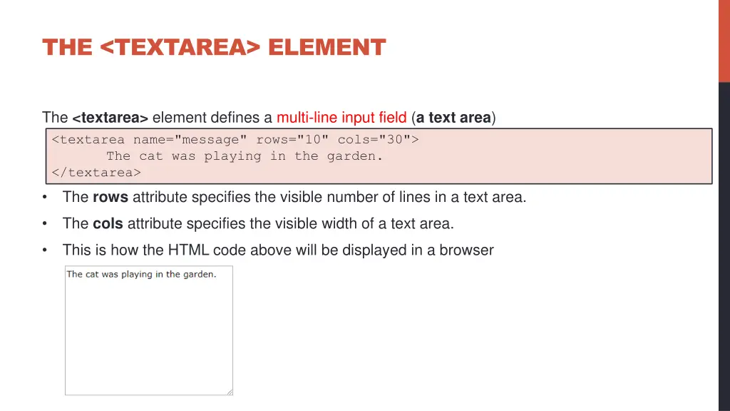 the textarea element
