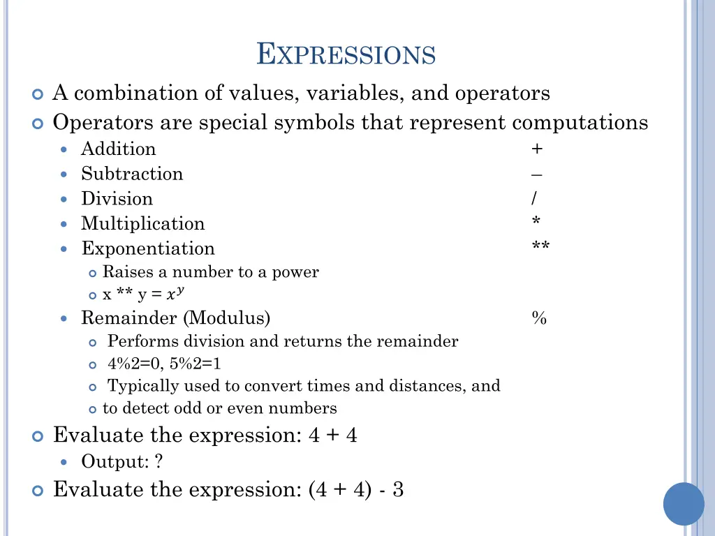 e xpressions