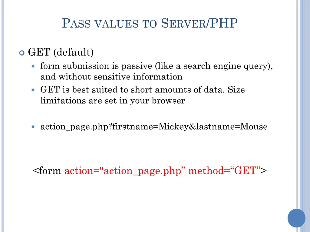 p ass values to s erver php