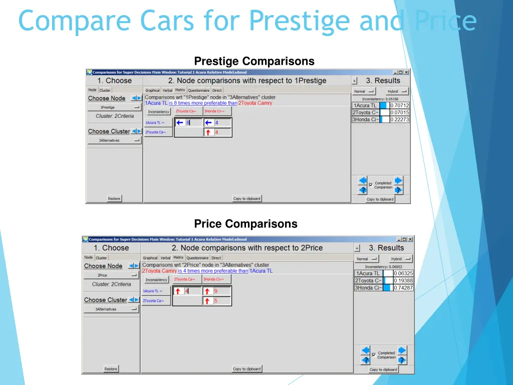 compare cars for prestige and price