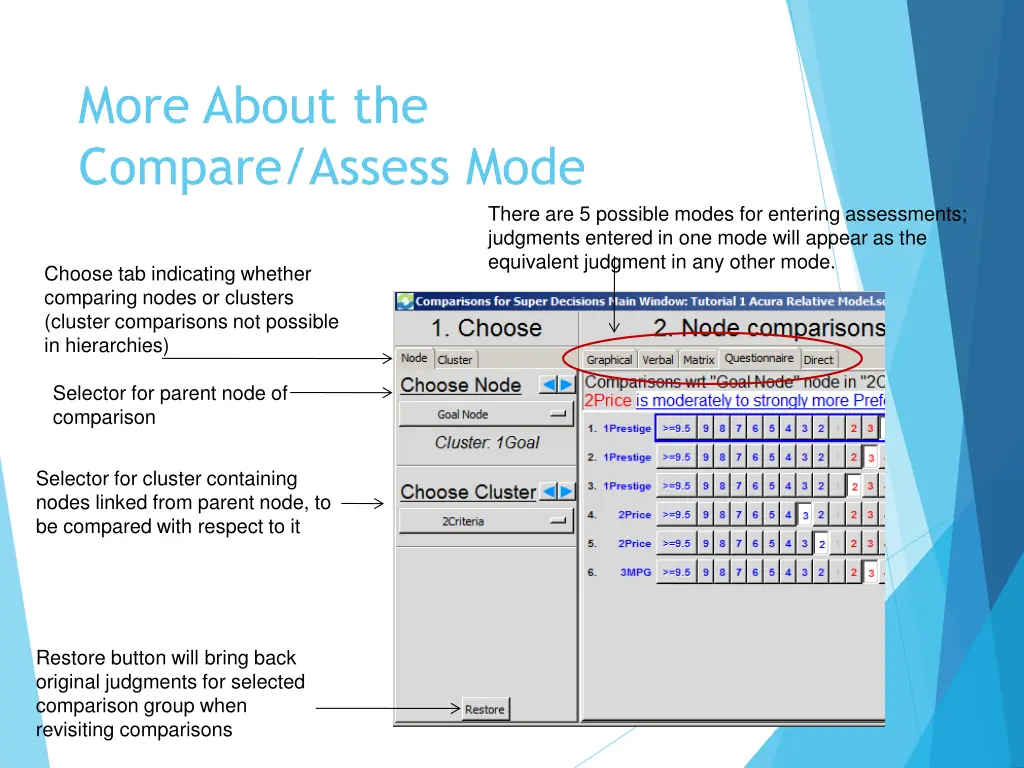 more about the compare assess mode
