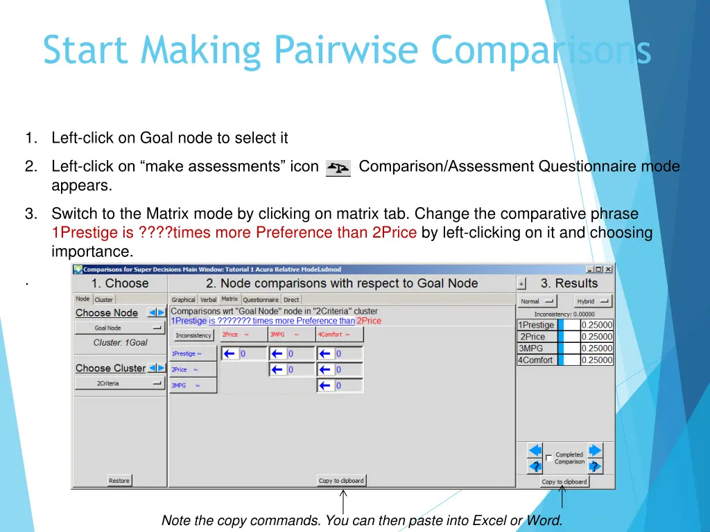 start making pairwise comparisons