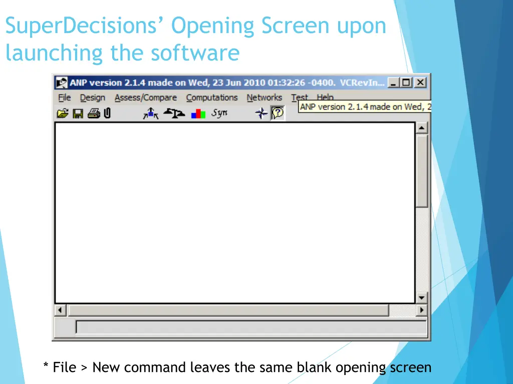 superdecisions opening screen upon launching