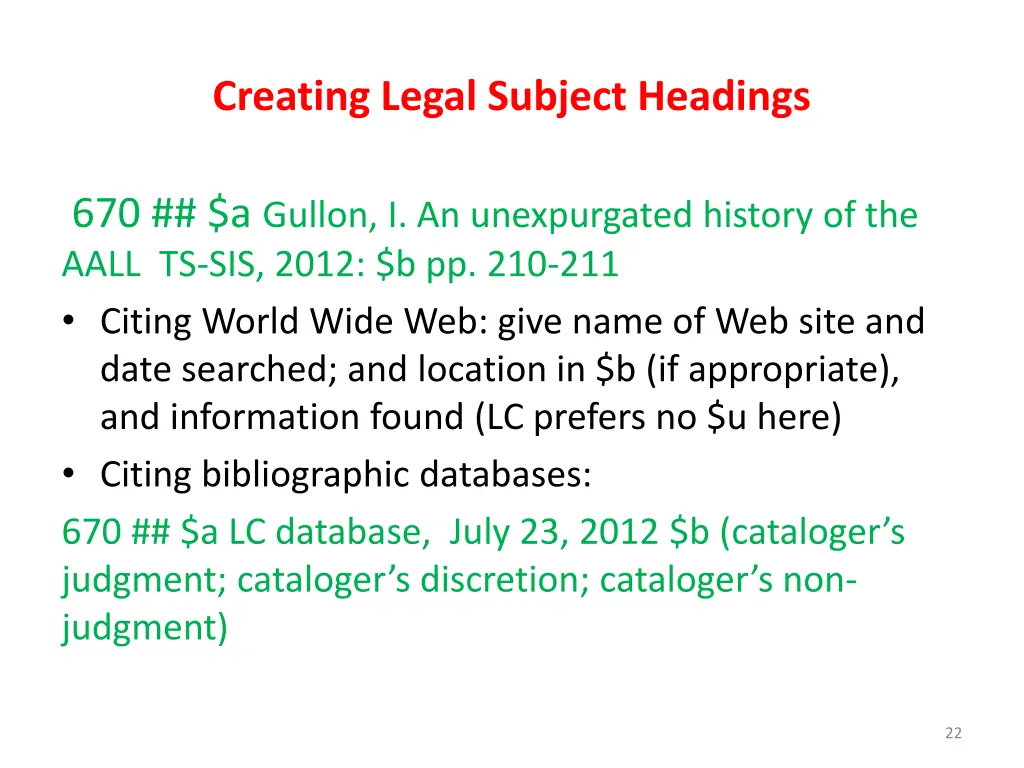 creating legal subject headings 18