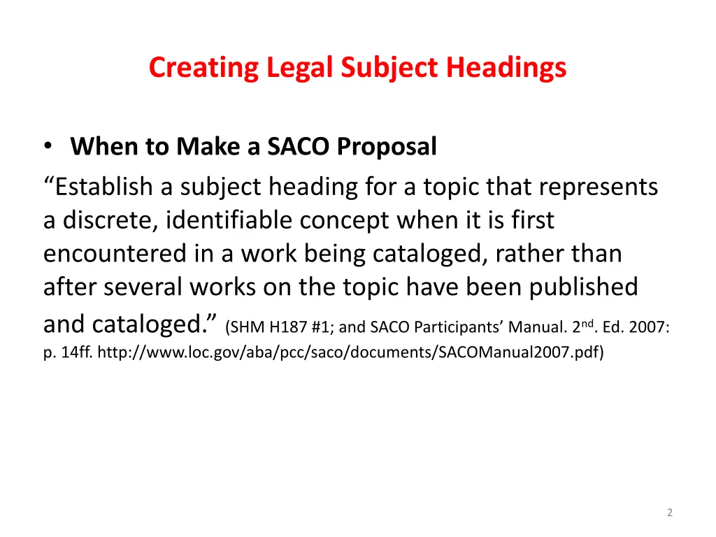 creating legal subject headings