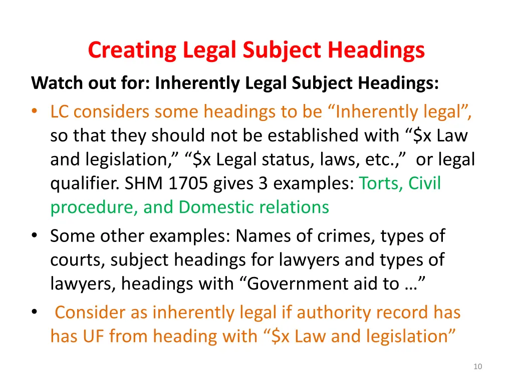 creating legal subject headings watch
