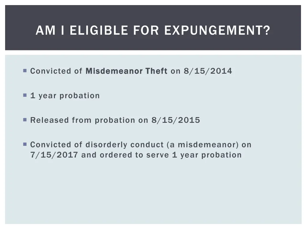 am i eligible for expungement 1