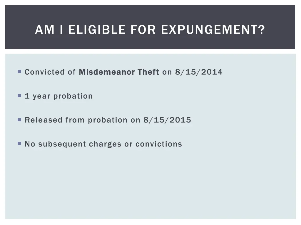 am i eligible for expungement
