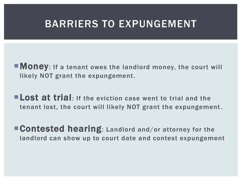 barriers to expungement