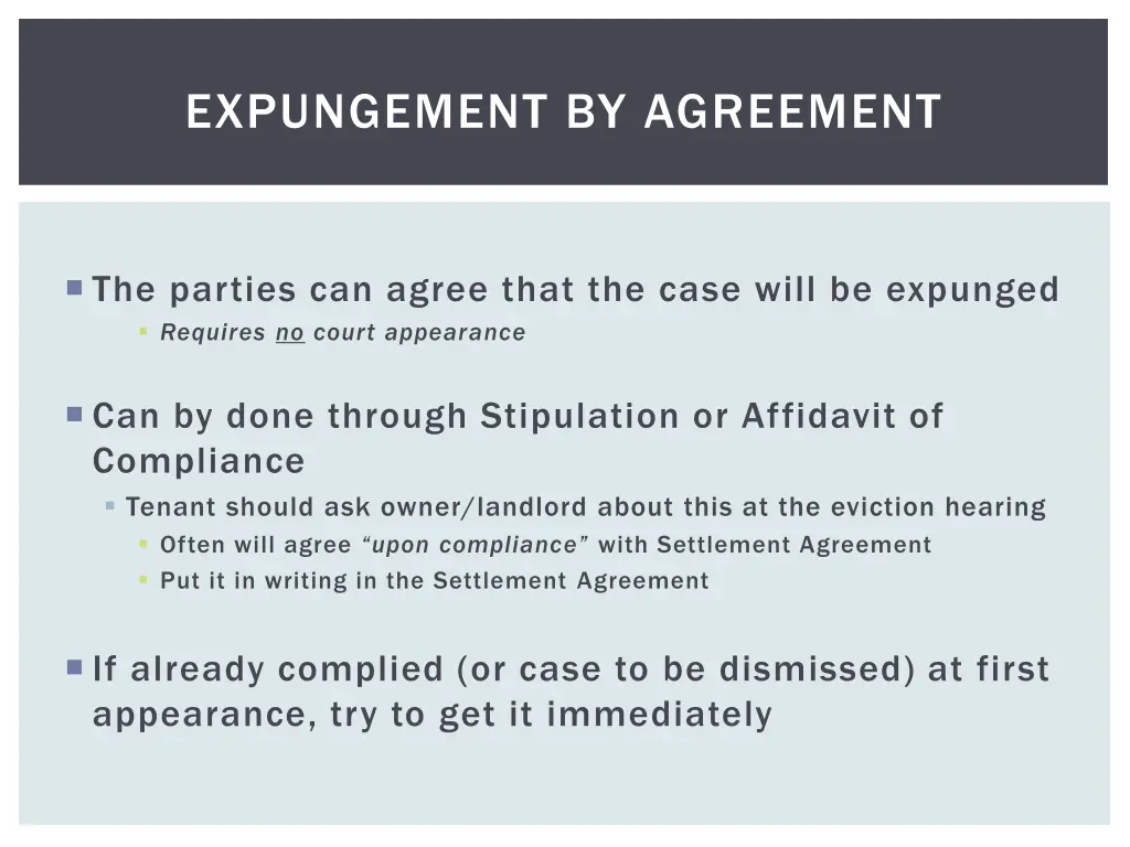 expungement by agreement