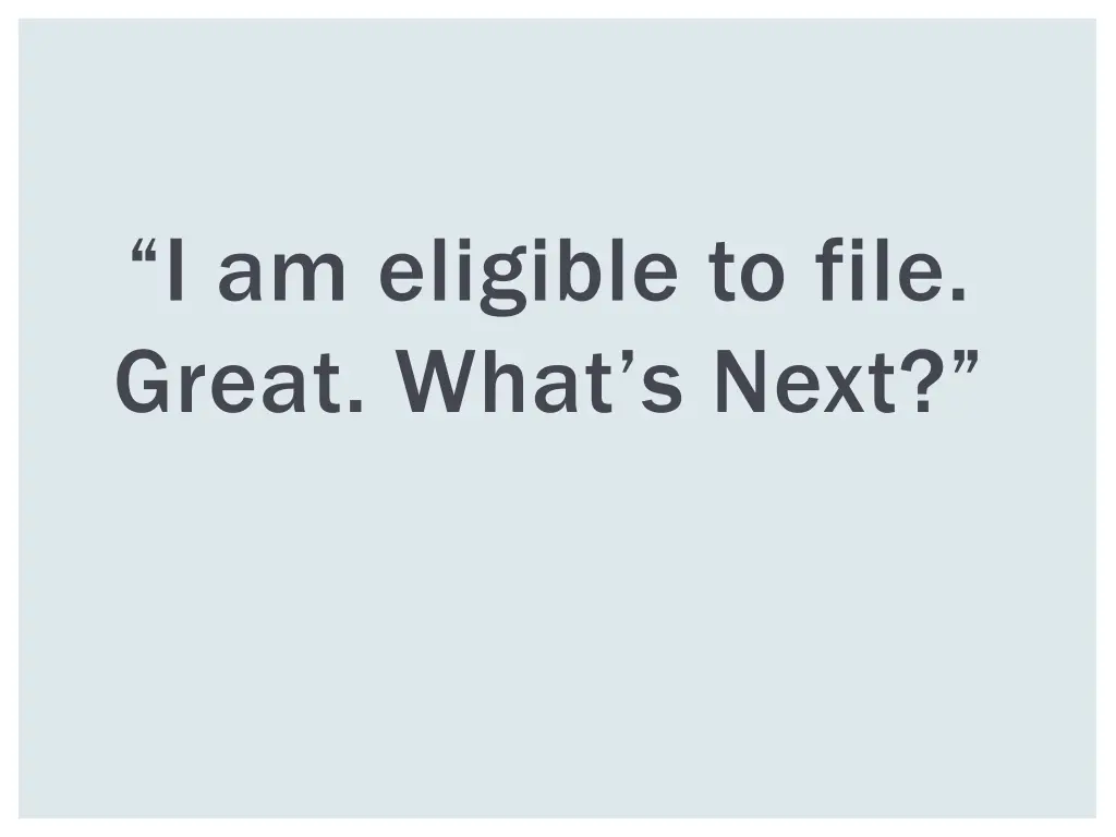 i am eligible to file great what s next