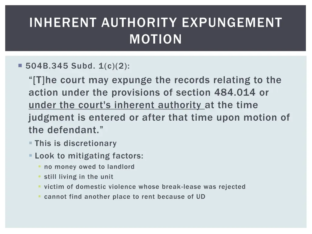 inherent authority expungement motion