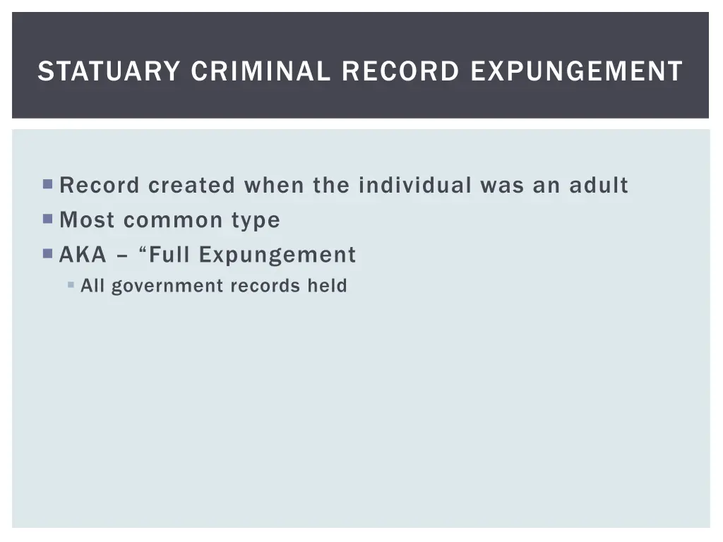 statuary criminal record expungement