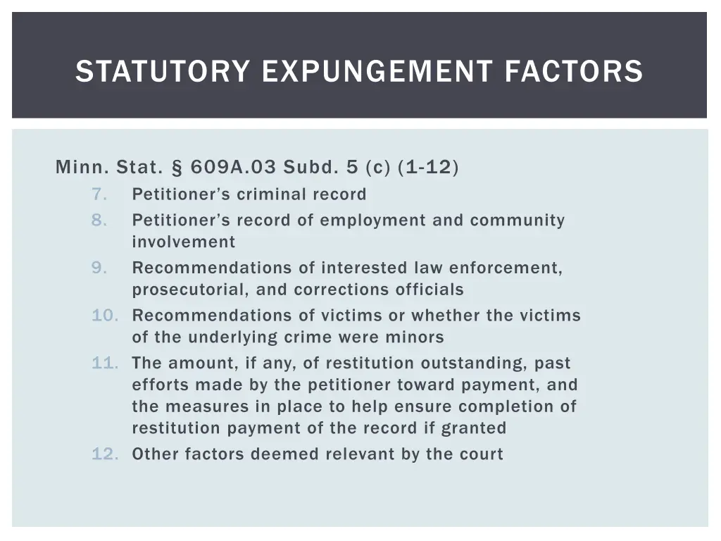statutory expungement factors 1