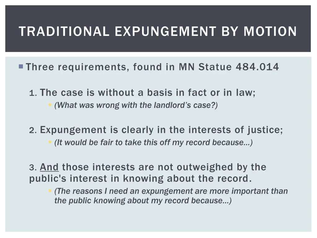traditional expungement by motion