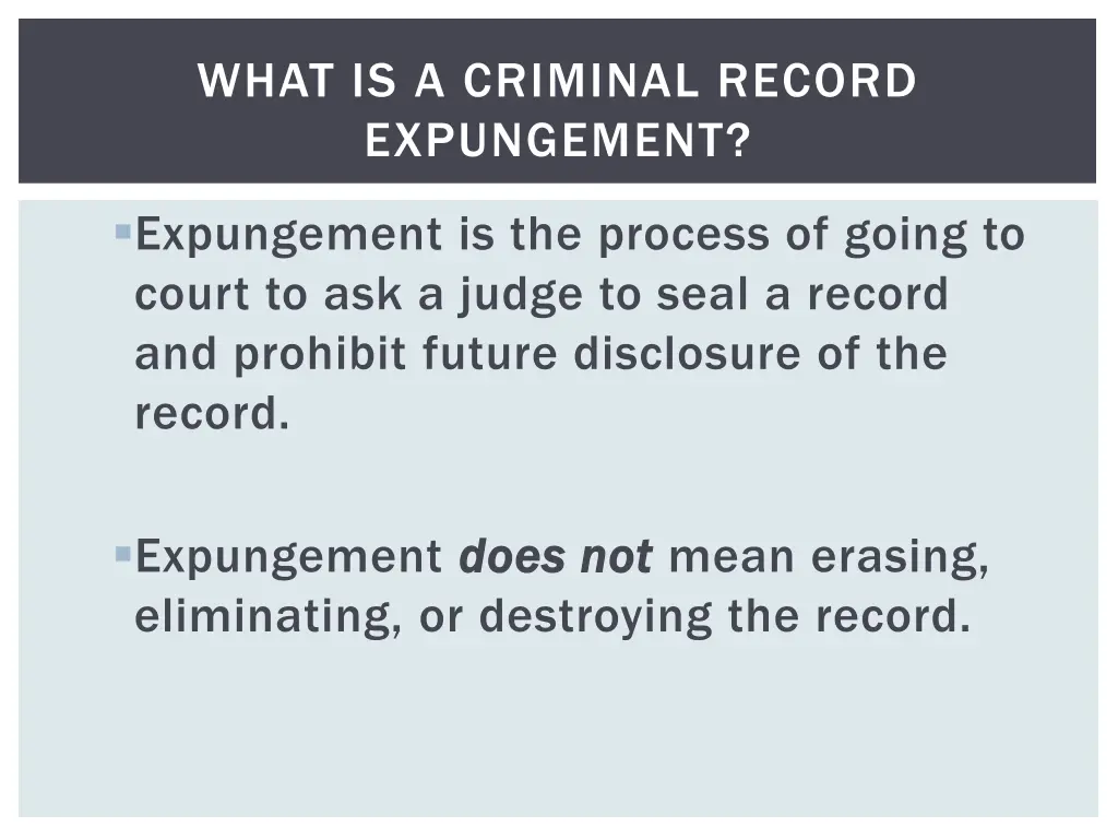 what is a criminal record expungement