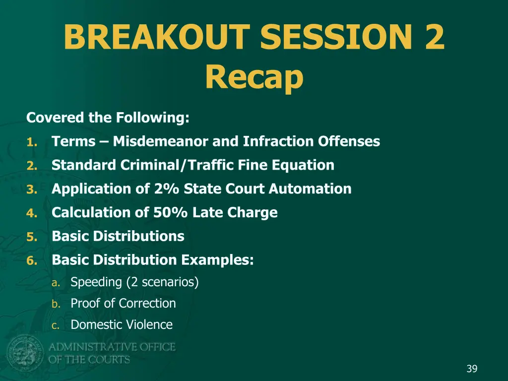 breakout session 2 recap