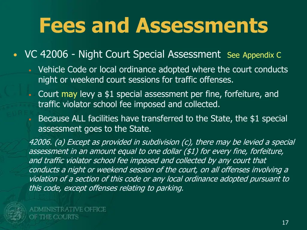 fees and assessments 1