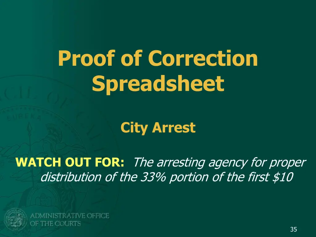 proof of correction spreadsheet