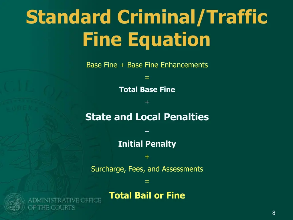standard criminal traffic fine equation 2