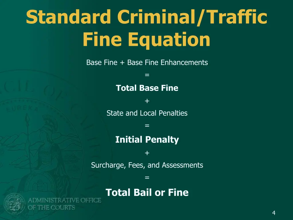 standard criminal traffic fine equation
