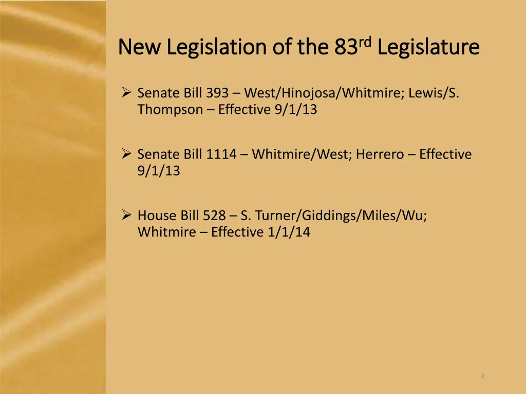 new legislation of the 83 new legislation