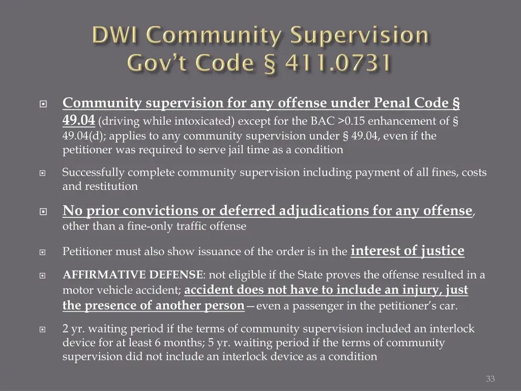 community supervision for any offense under penal