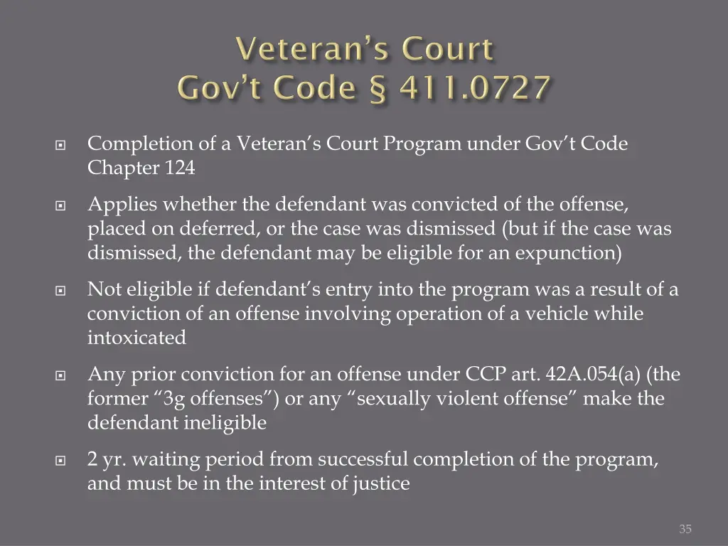 completion of a veteran s court program under