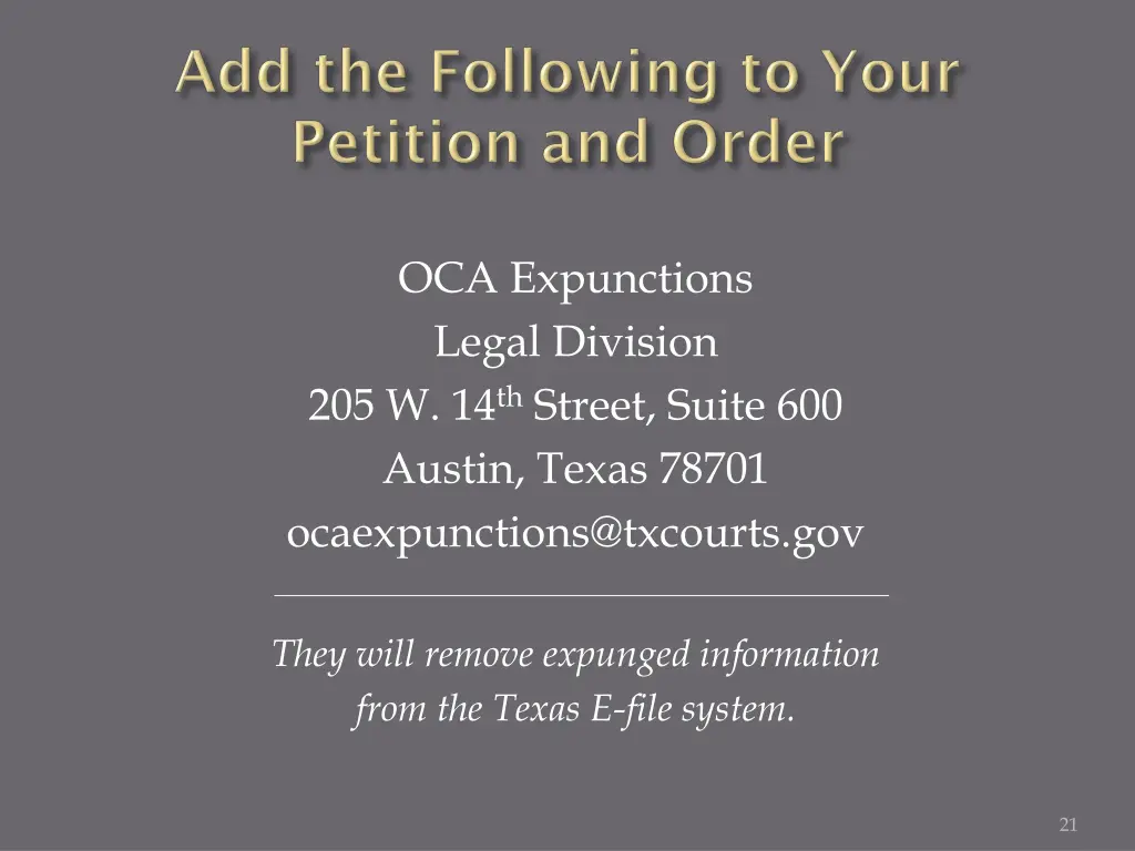 oca expunctions legal division 205 w 14 th street