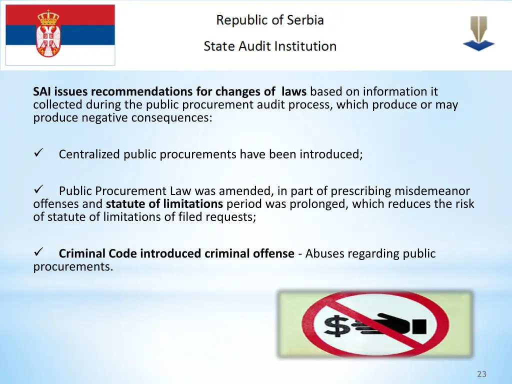 sai issues recommendations for changes of laws