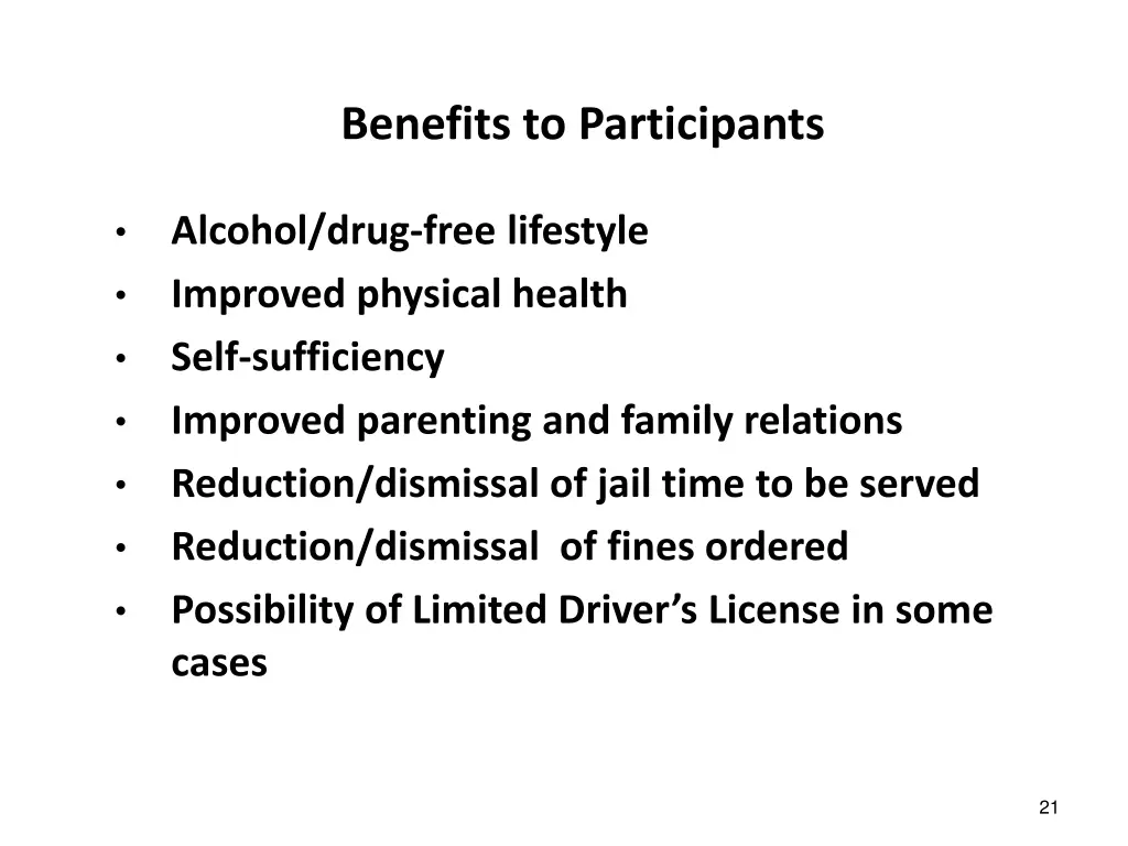 benefits to participants