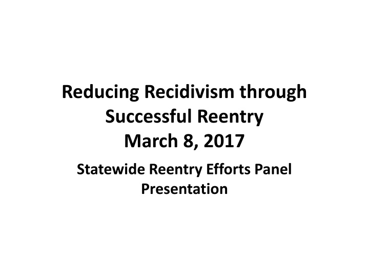 reducing recidivism through successful reentry