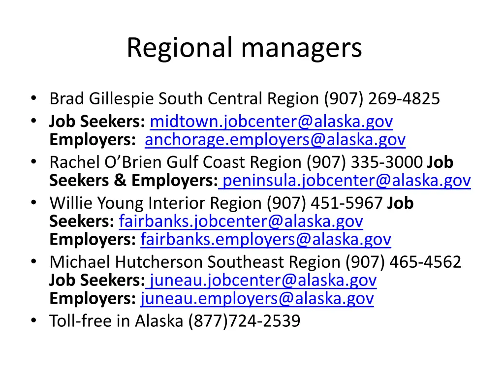 regional managers