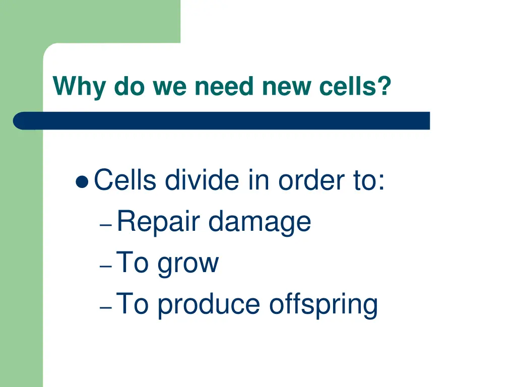 why do we need new cells