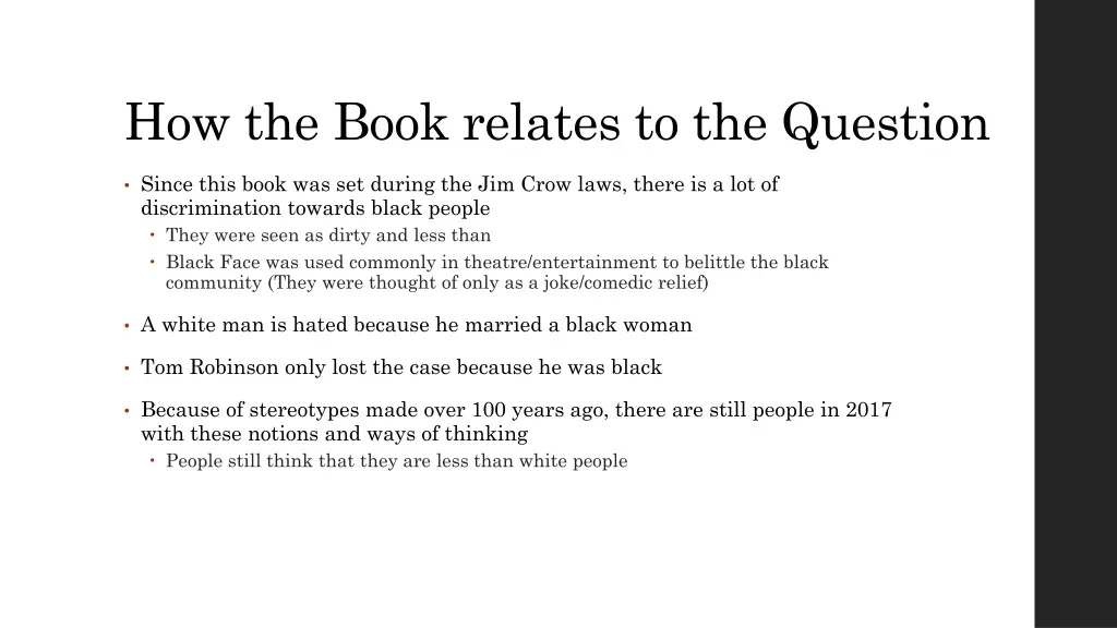 how the book relates to the question