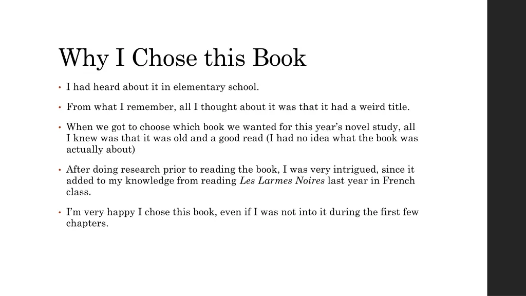 why i chose this book
