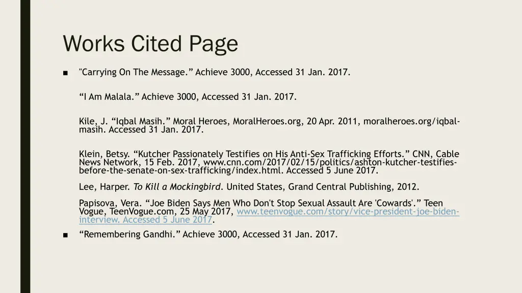 works cited page