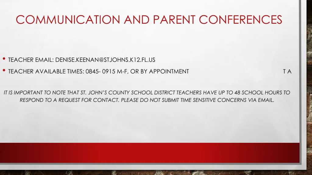 communication and parent conferences