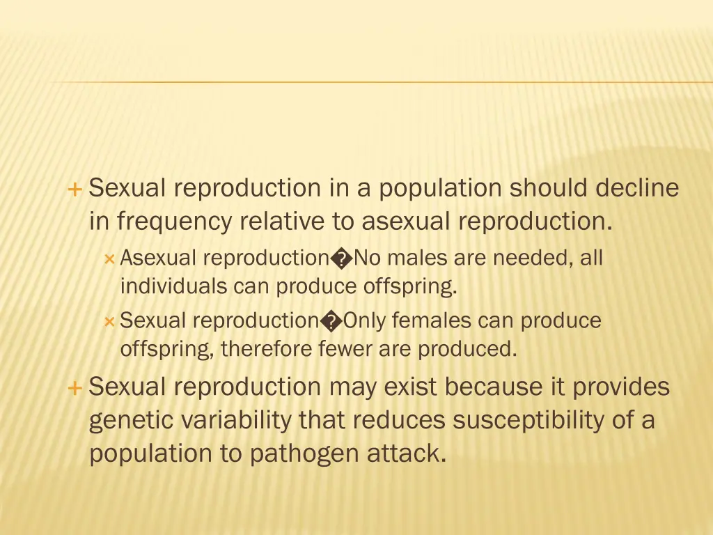 sexual reproduction in a population should